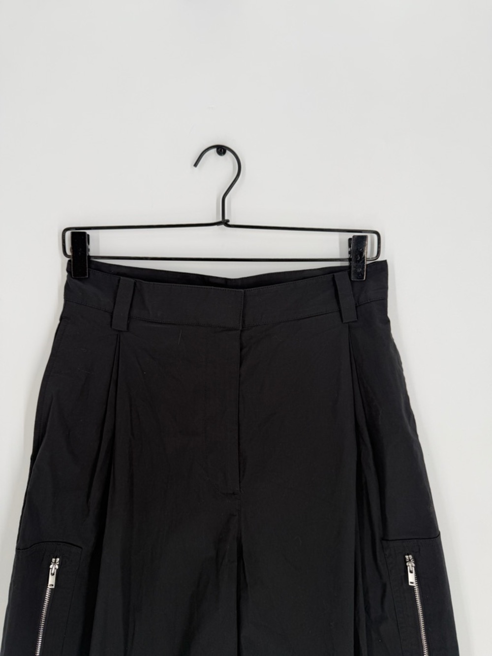 Cos Utility Barrel Leg Zip Cargo Black Trousers